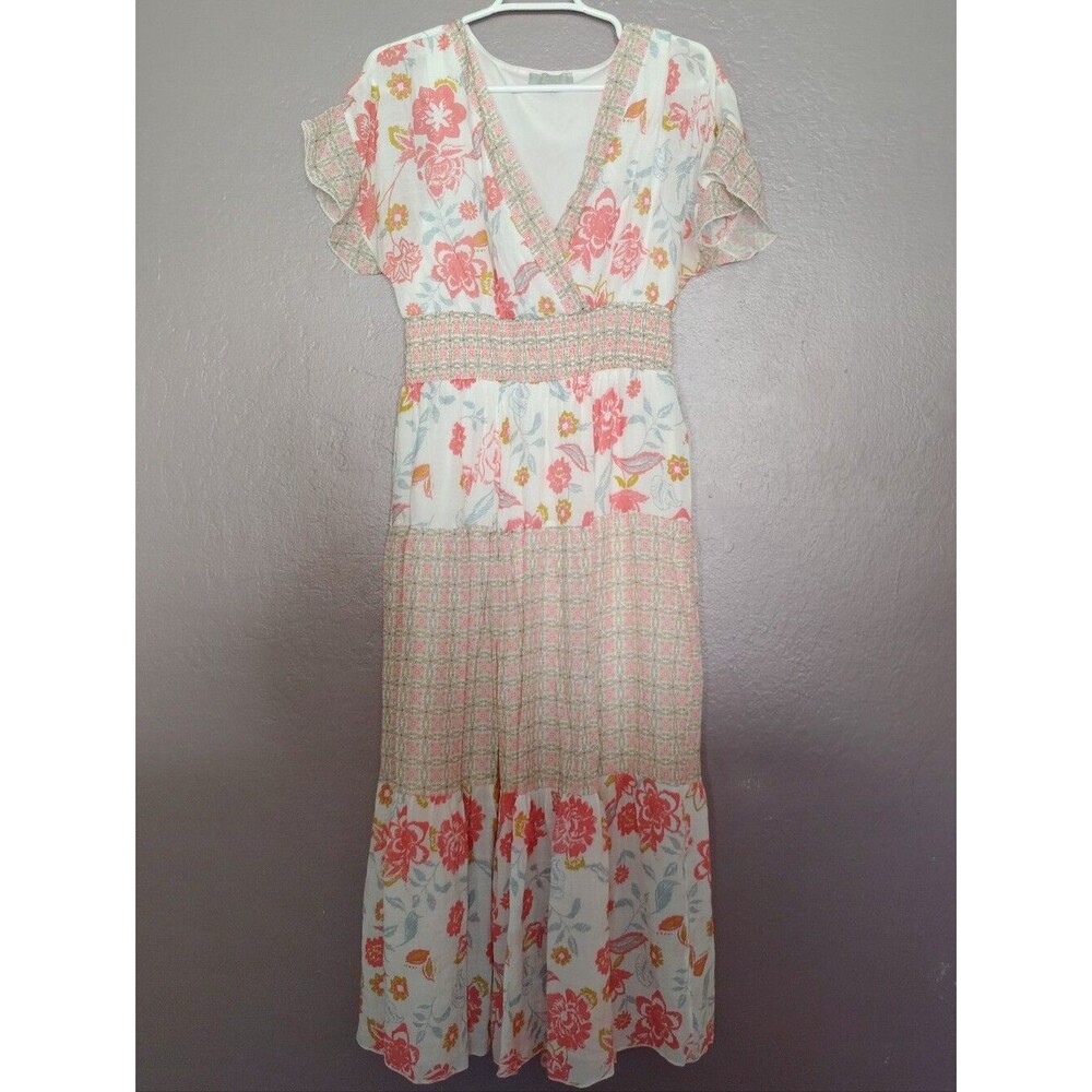 J Gee Boho Midi Dress Floral Print Cottage Core Summer